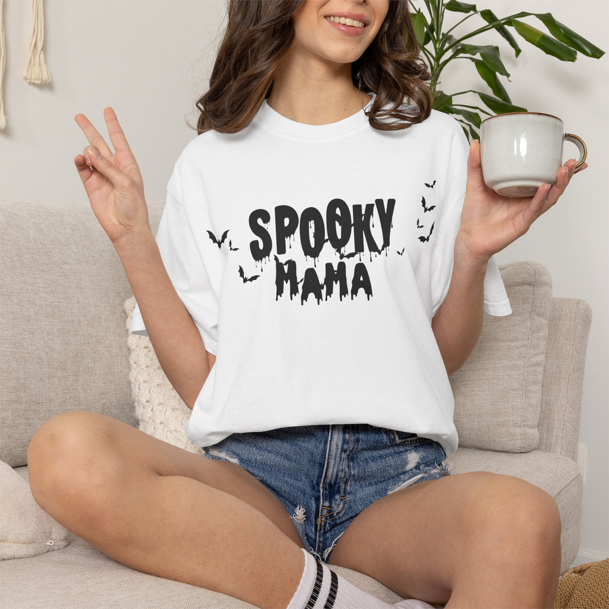 Spooky Mama T-Shirt — Halloween Bats Graphic Tee