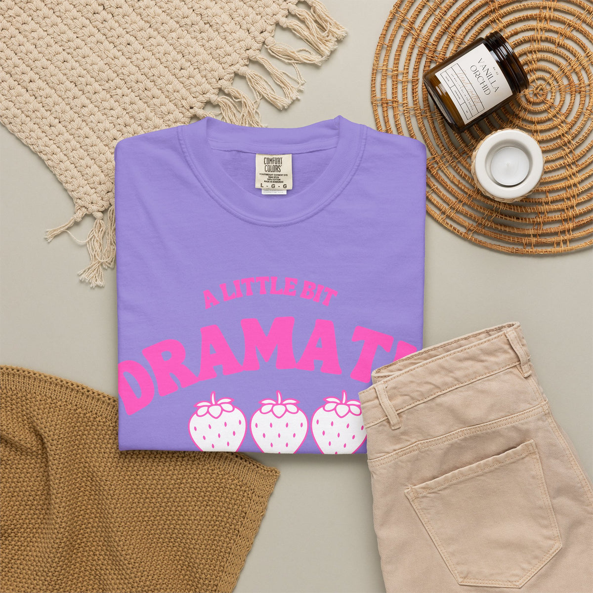 A Little Bit Dramatic T-Shirt — Cute Pink Strawberry Graphic Tee