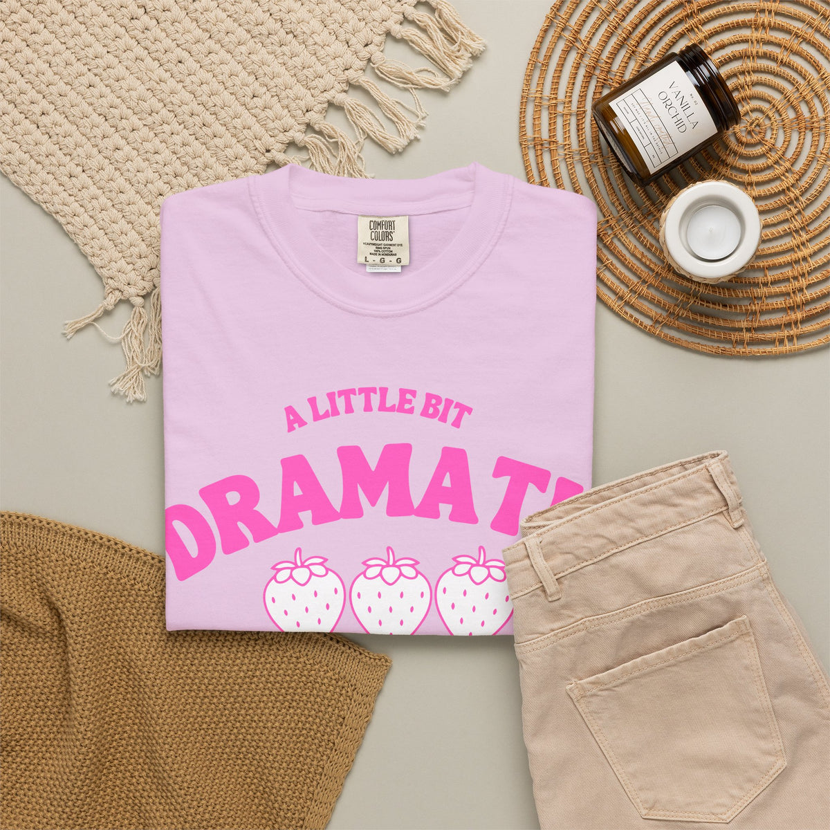 A Little Bit Dramatic T-Shirt — Cute Pink Strawberry Graphic Tee