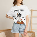 Spooky Vibes Ghost Tee — Halloween Ghost & Fall Leaves T-Shirt