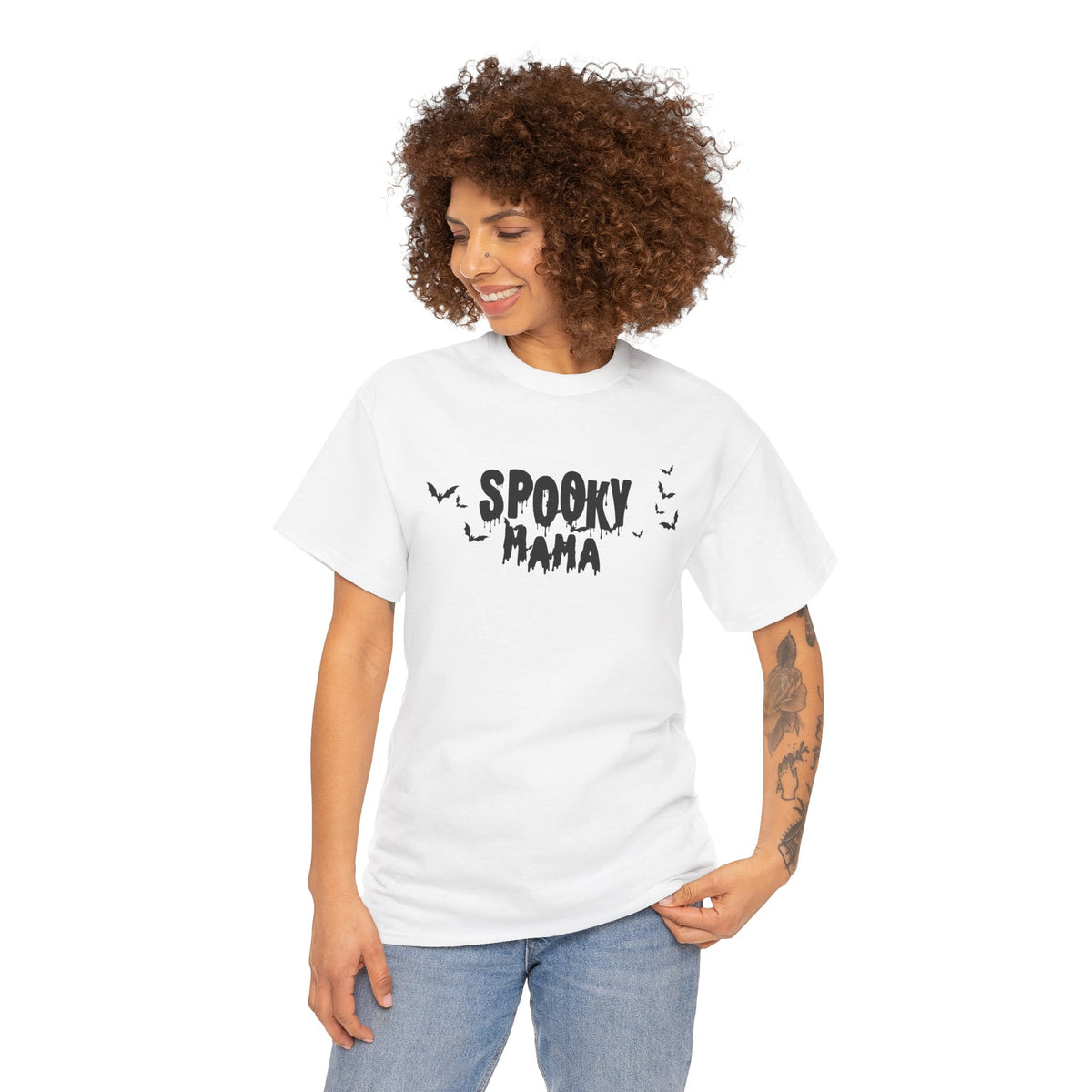 Spooky Mama T-Shirt — Halloween Bat Graphic Tee for Moms