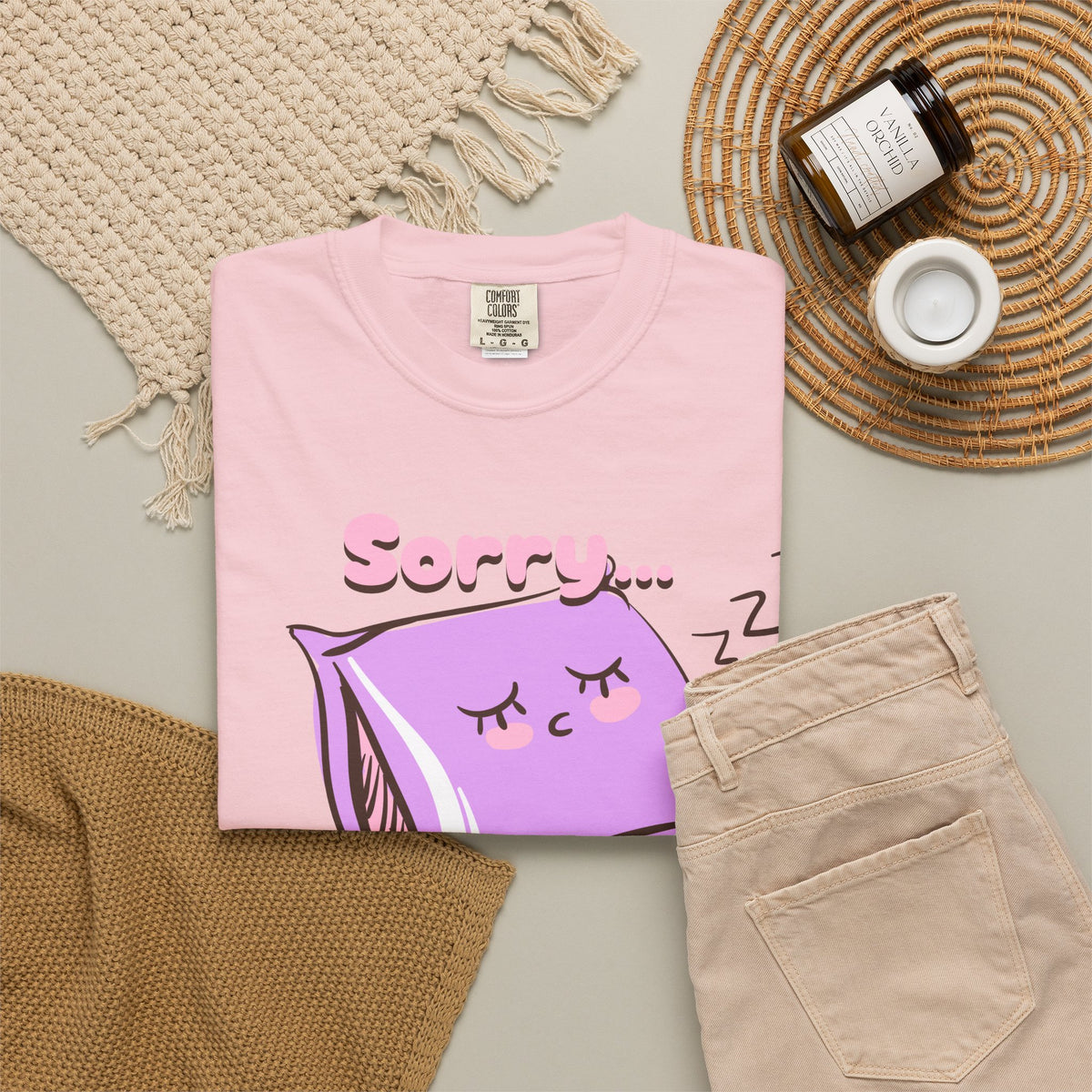 Sleepy Pillow T‑Shirt — "Sorry… I Was Napping" Cute Kawaii Nap Tee