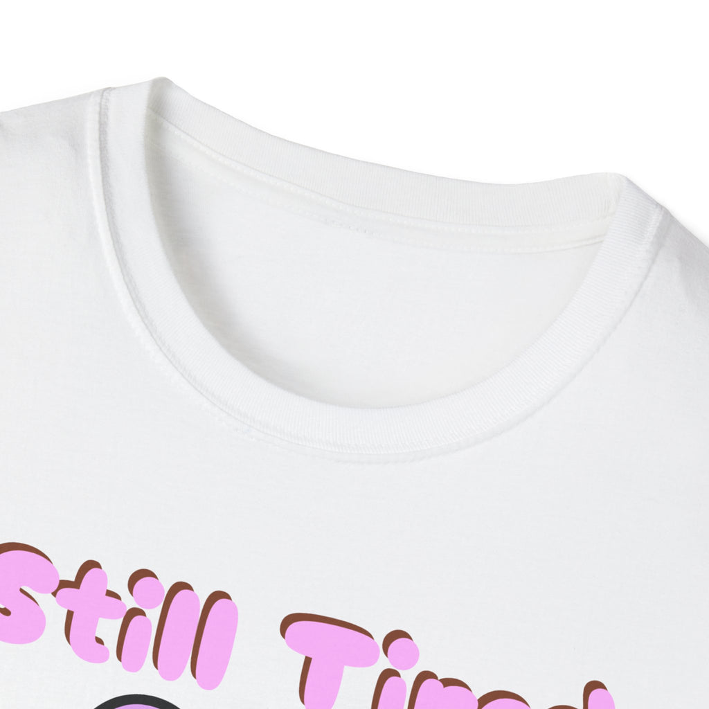 Still Tired Frog T‑Shirt — Cute Pink Frog with Coffee Graphic