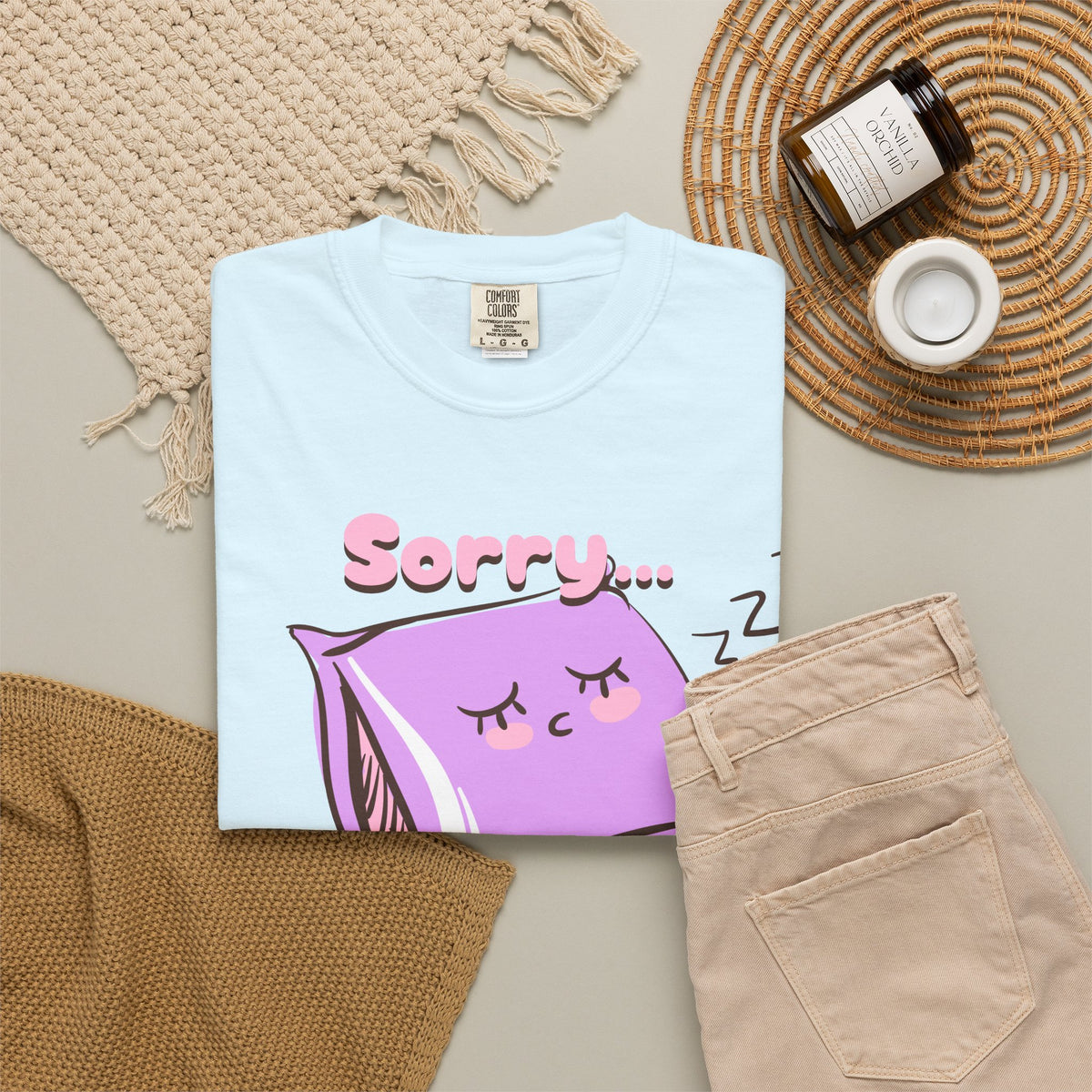 Sleepy Pillow T‑Shirt — "Sorry… I Was Napping" Cute Kawaii Nap Tee