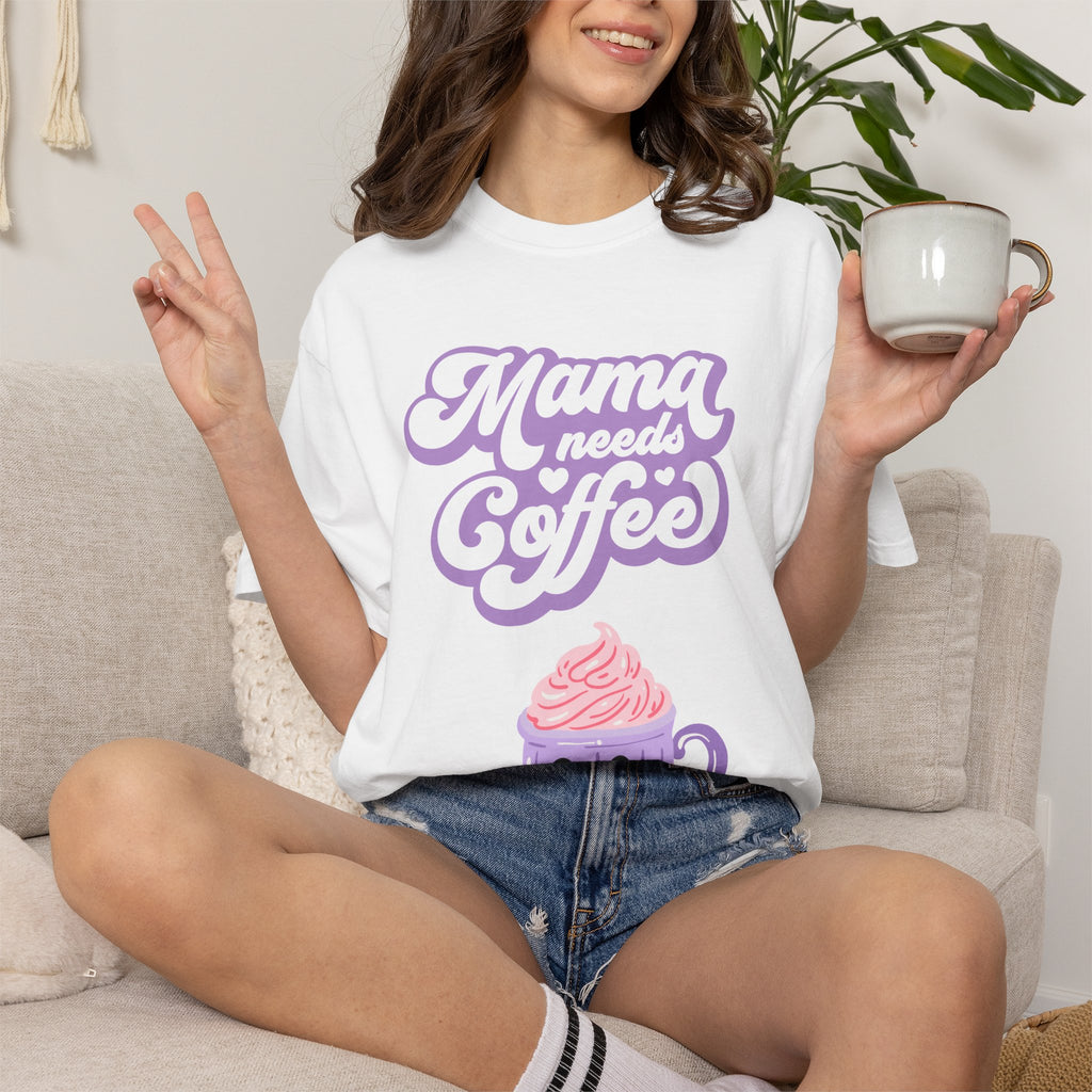 Mama Needs Coffee T‑Shirt — Cute Halloween Coffee Mug Graphic Tee