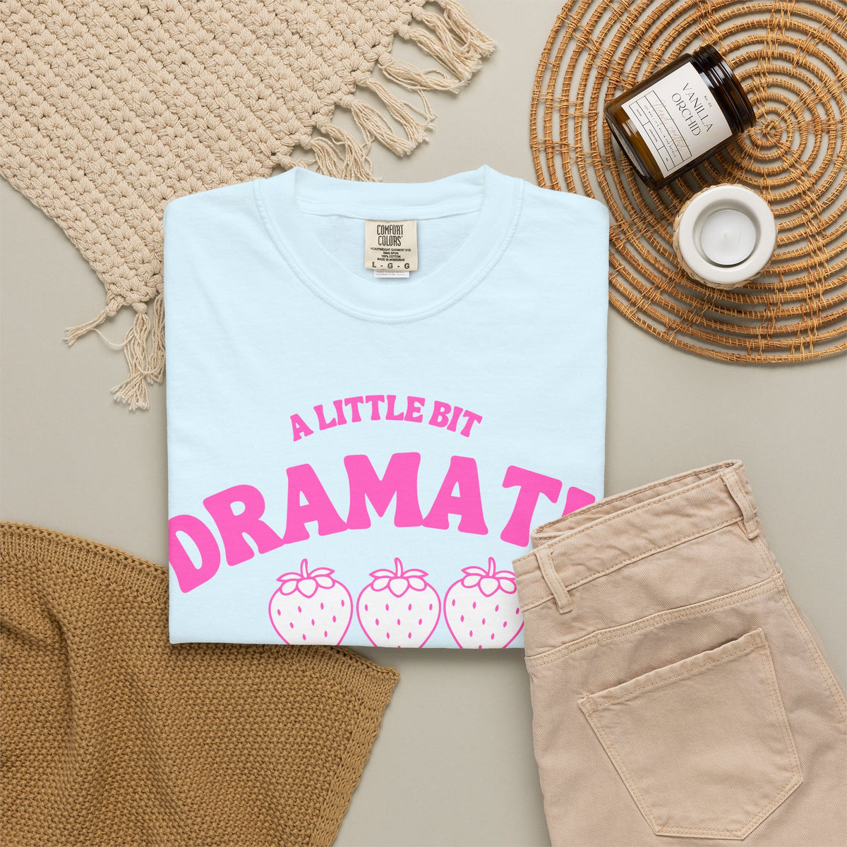A Little Bit Dramatic T-Shirt — Cute Pink Strawberry Graphic Tee