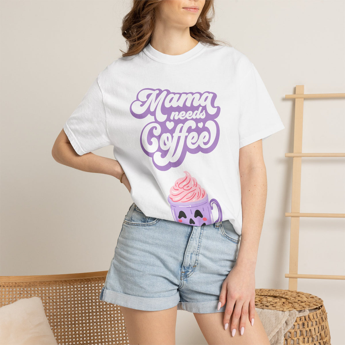 Mama Needs Coffee T‑Shirt — Cute Halloween Coffee Mug Graphic Tee