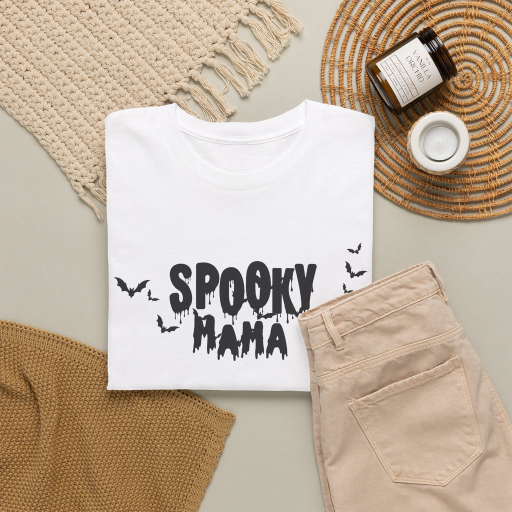 Spooky Mama T-Shirt — Halloween Bat Graphic Tee for Moms