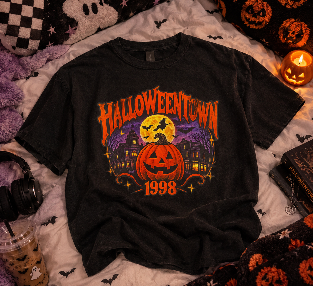 Halloween Town 1998 Shirt | 100% Cotton Black T-Shirt | Hand Pressed Halloween Tee | Vintage Halloween Shirt | Size Large